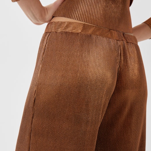 FRENCH CONNECTION TAINA METALLIC PLEATED JERSEY CULOTTES - Picture 4 of 11